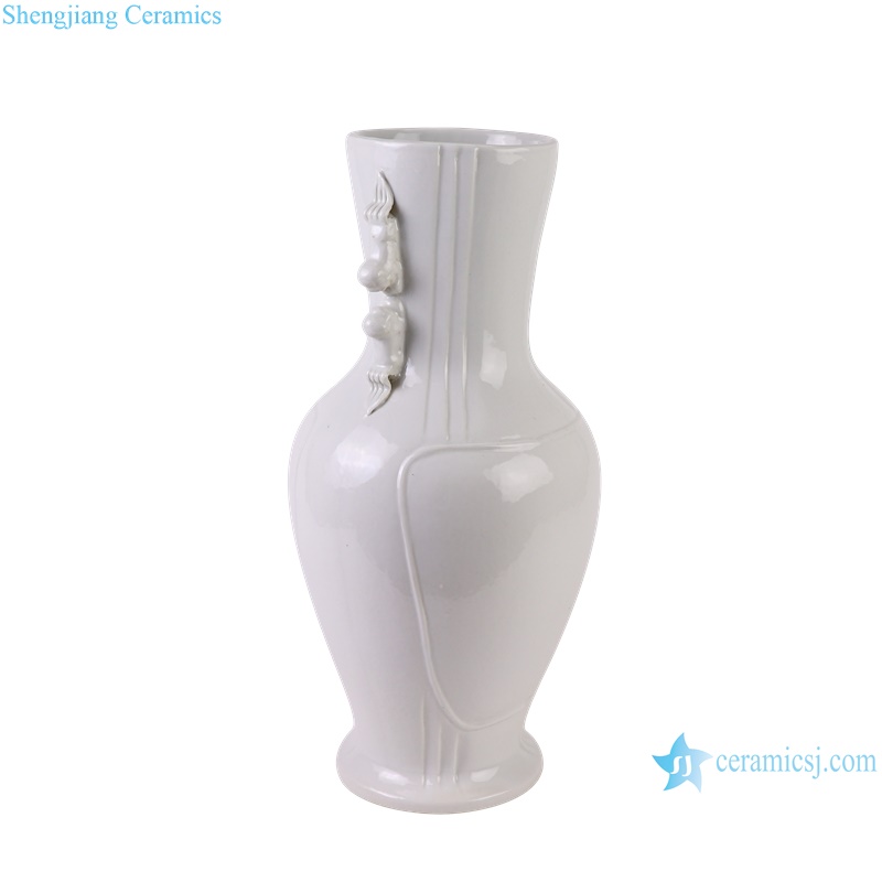 RZGY10-A-B Antique White Jingdezhen Decorative Porcelain Flower Vase with Lion ears