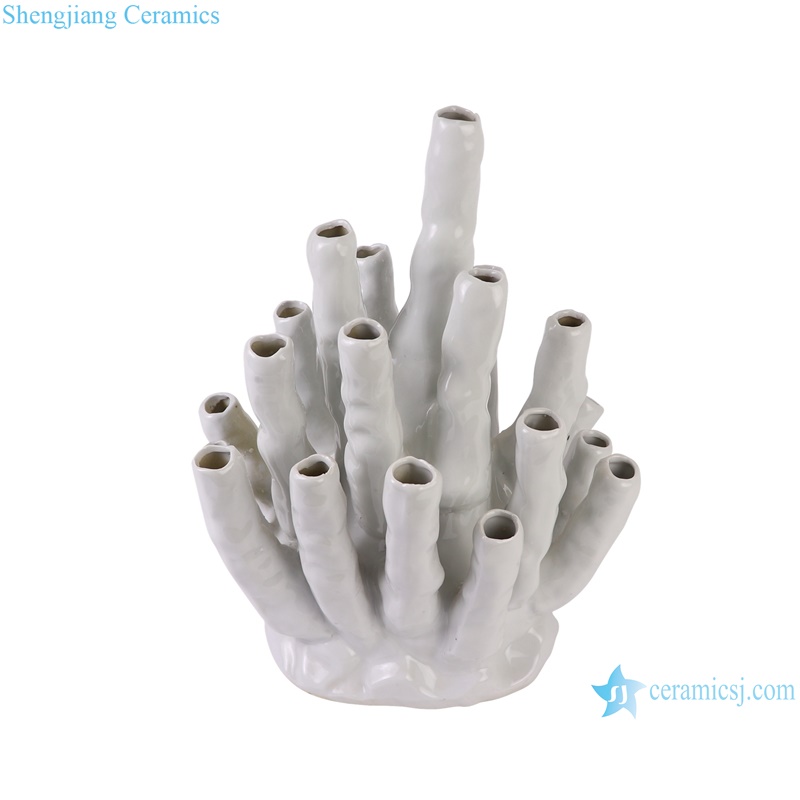 RZOY38 White Color Glazed Irregular Coral shape Porcelain Vase Ceramic Decor Statues