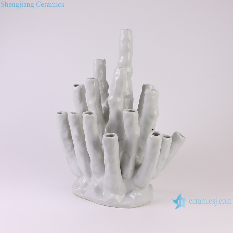 RZOY38 White Color Glazed Irregular Coral shape Porcelain Vase Ceramic Decor Statues