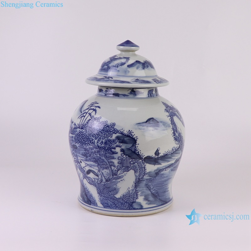 RZSI46-M Jingdezhen blue and White landscape pattern small size ceramic ginger jar