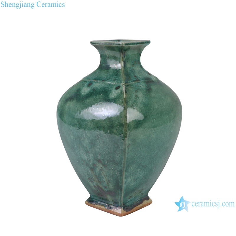 RZSP52 Jingdezhen green square shape meiping ceramic bottle