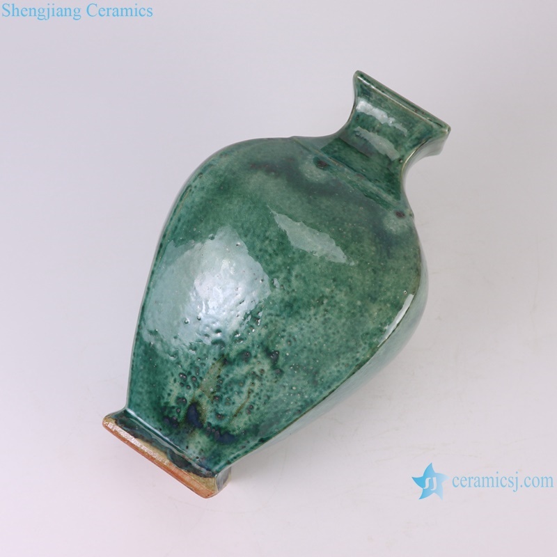 RZSP52 Jingdezhen green square shape meiping ceramic bottle