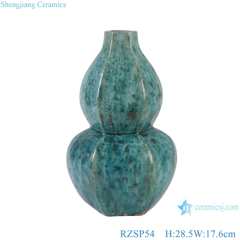 RZSP54 Jingdezhen green six-square ceramic gourd bottle