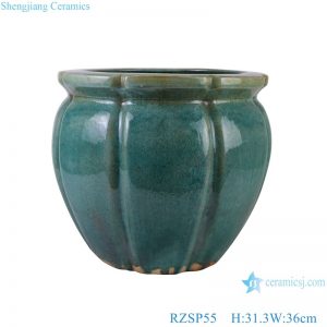 RZSP55 Jingdezhen green corrugated ceramic planter porcelain tank
