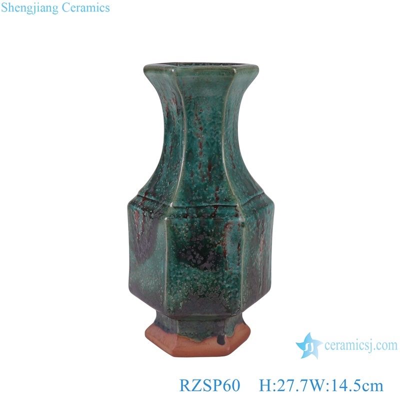 RZSP60 Jingdezhen green eight square ceramic vase