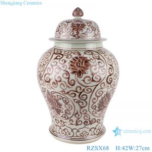 RZSX68 Underglaze red Hand painted Twisted flower Pattern Porcelain Temeple Ginger Jars