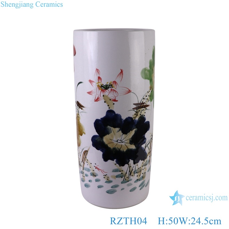 RZTH04 Kiln changes color painting lotus pattern ceramic umbrella stand umbrella holder