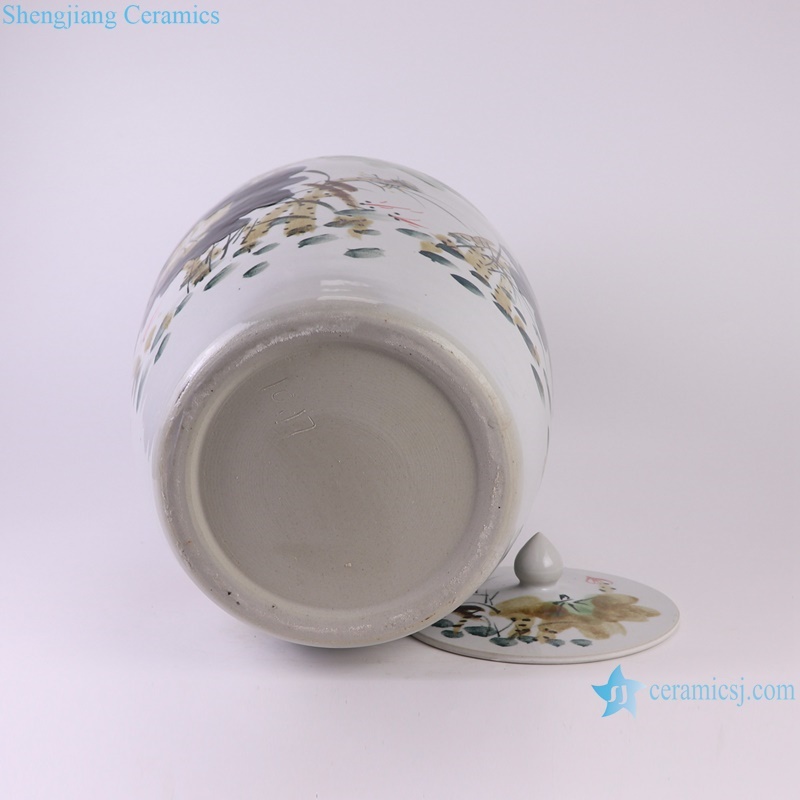 RZTH06 Jingdezhen beautiful hand painted lotus pattern ceramic rice urn