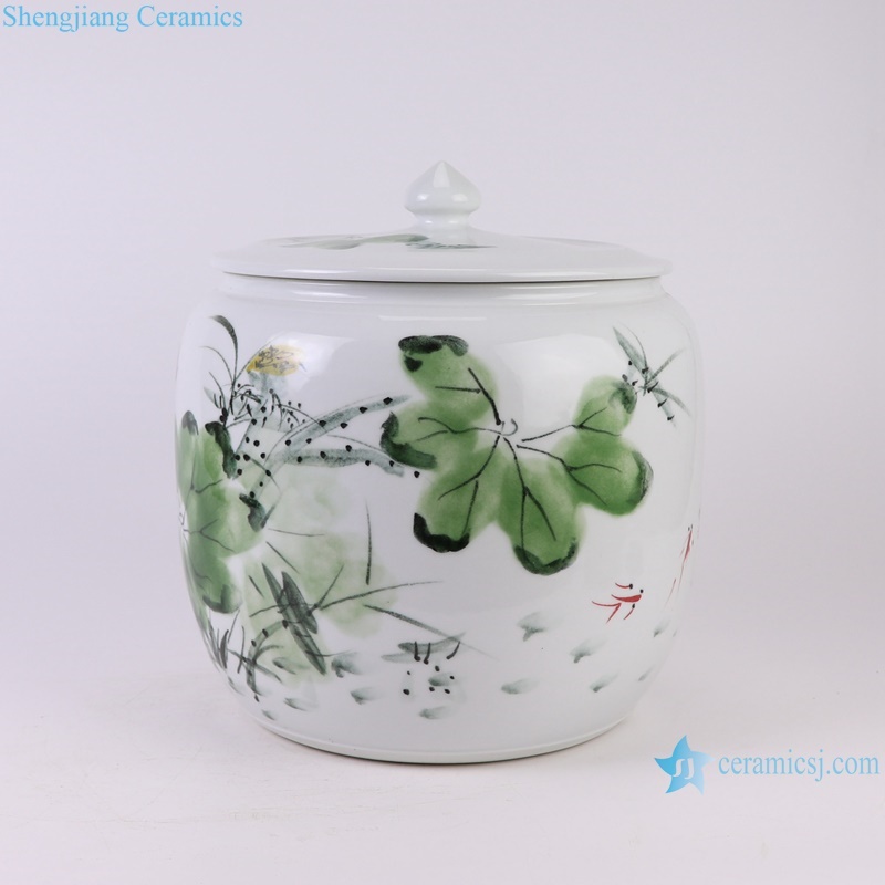 RZTH07 Jingdezhen beautiful hand painted lotus pattern ceramic rice urn