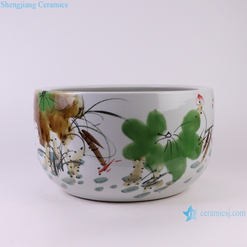 RZTH08 Jingdezhen new hand painted colorful lotus pattern ceramic planter fish tank pet fish tank