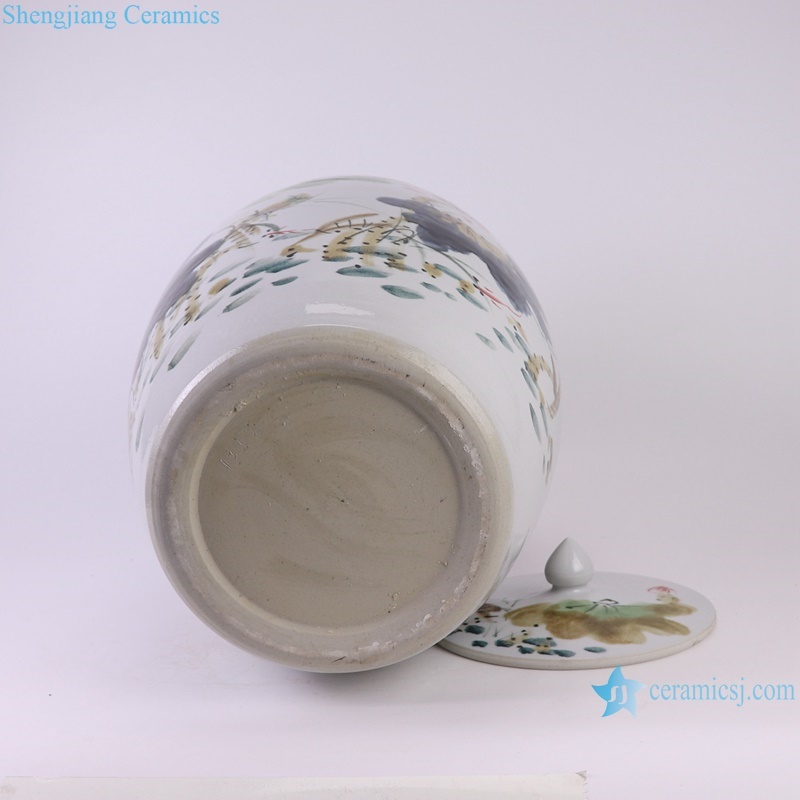 RZTH09 Jingdezhen beautiful hand painted lotus pattern ceramic rice urn
