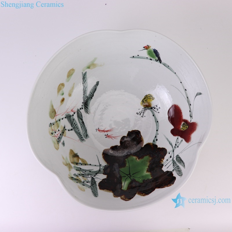 RZTH11 irregular shape lotus pattern ceramic bowl porcelain planter