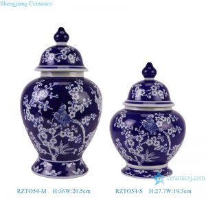 RZTO54-M-S Jingdezhen beautiful blue and White ice blossom pattern ceramic ginger jar