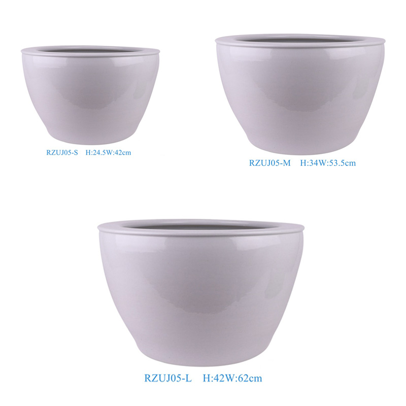 RZUJ05-L-M-S pure white color 3 sizes 17inch 21inch 24inch ceramic planter fish tank