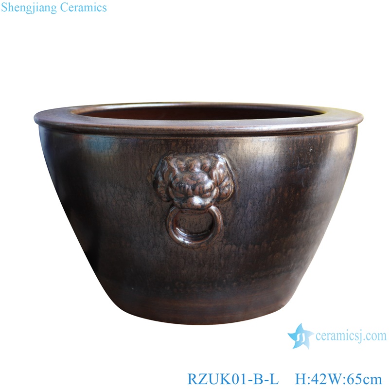 RZUK01-B-L-M-S kiln transmutation black color 3 sizes 17inch 21inch 25inch ceramic planter fish tank
