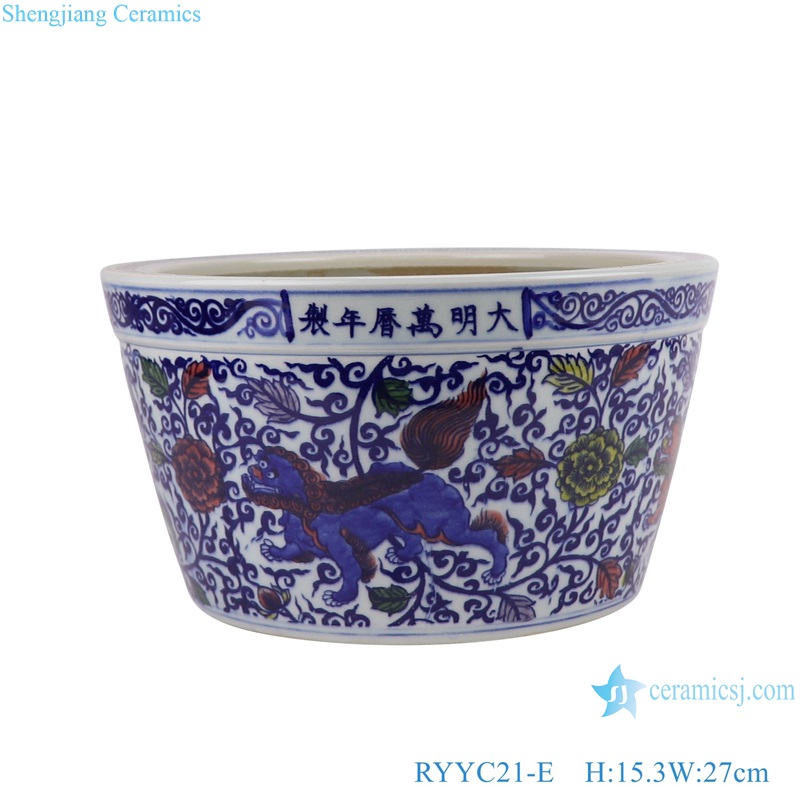 Contending colors Jingdezhen Porcelain Blue and White Dragon, Lion Ceramic Incense burner Pen Holder Flower pot
