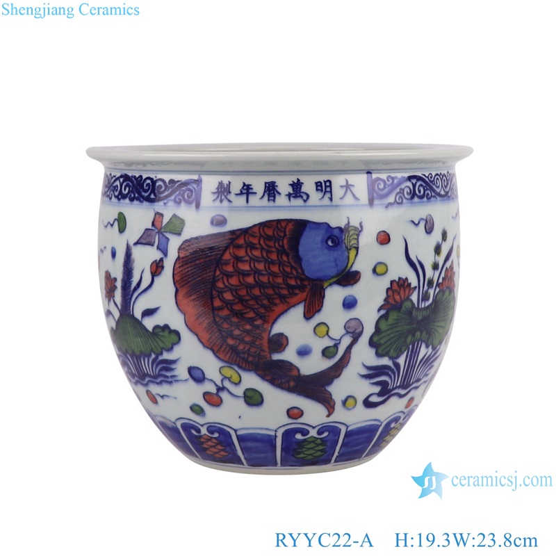 Contending Colors Blue and White Fish Lines and patterns Dragon Design Ceramic Flower Pot 