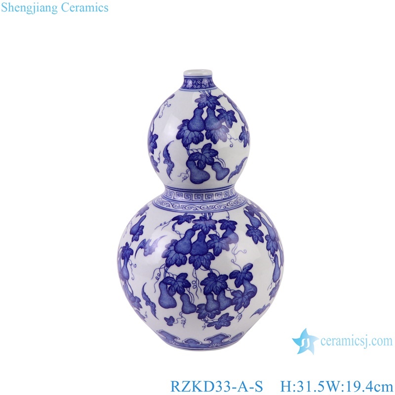 Jingdezhen Porcelain Gourd pattern Gourd Shape Ceramic Flower Vase 
