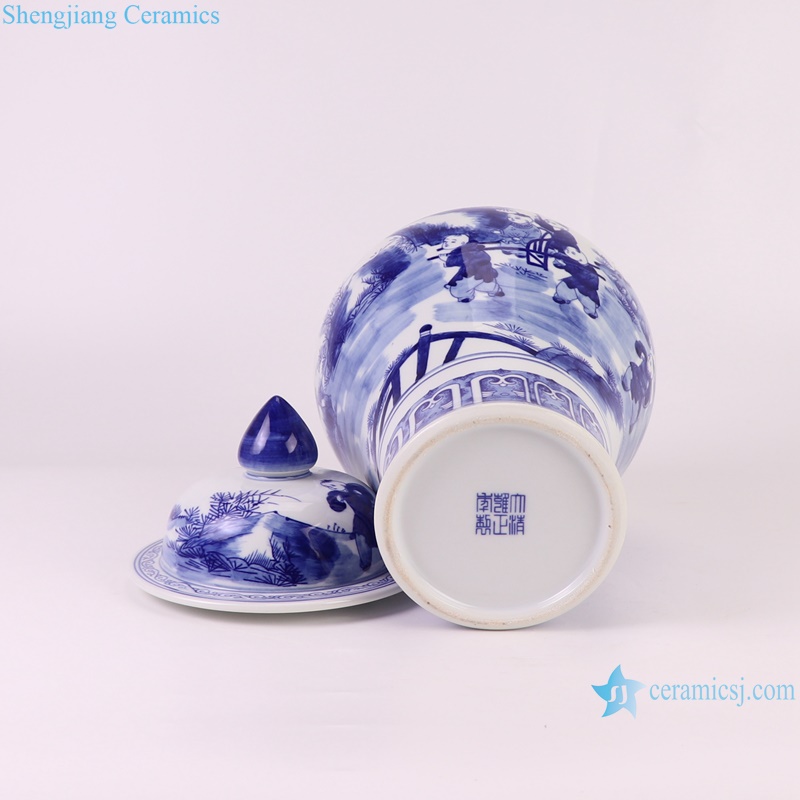 RZKD37-A Jingdezhen Porcelain Kids playing Ceramic Lidded Ginger Jars Storage Pot
