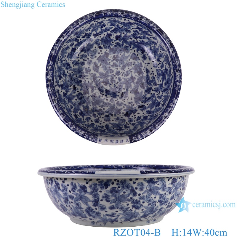RZOT04-A-B-C-D-E-F hand painted blue and whited ceramic big bowl