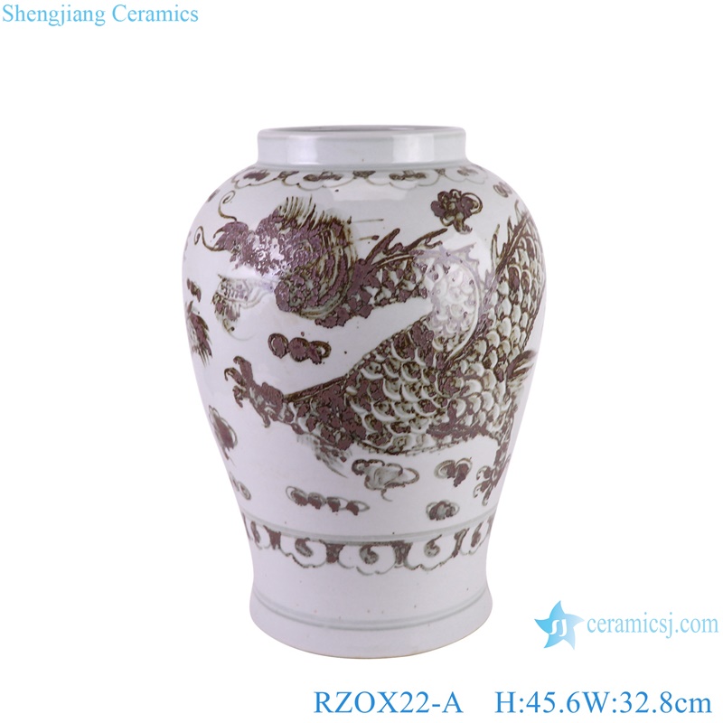RZOX22-A hand painted underglaze red dragon pattern ceramic vase