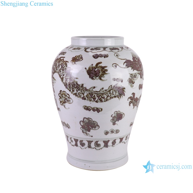 RZOX22-A hand painted underglaze red dragon pattern ceramic vase