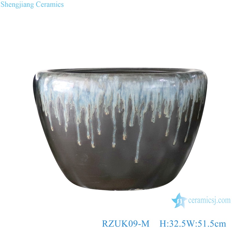 RZUK09-XL-L-M-S beautiful kiln transmutation grey color 4 different sizes big ceramic planter fish tank