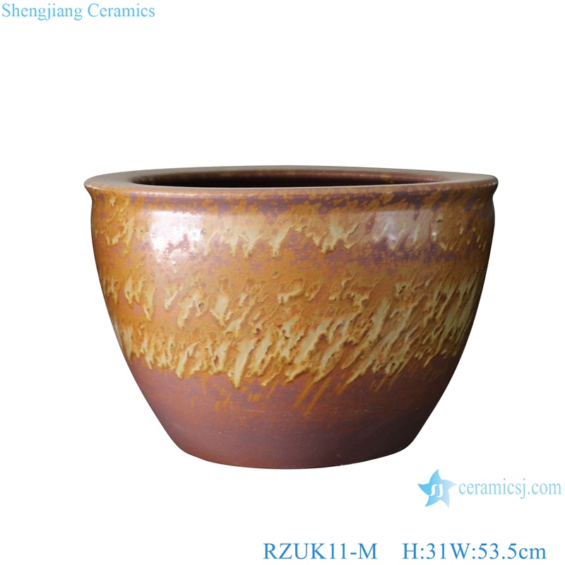 RZUK11-XL-L-M-S beautiful kiln transmutation red and yellow color 4 different sizes big ceramic planter fish tank