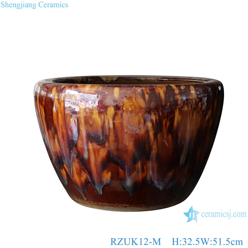 RZUK12-XL-L-M-S beautiful kiln transmutation red color 4 different sizes ceramic planter fish tank