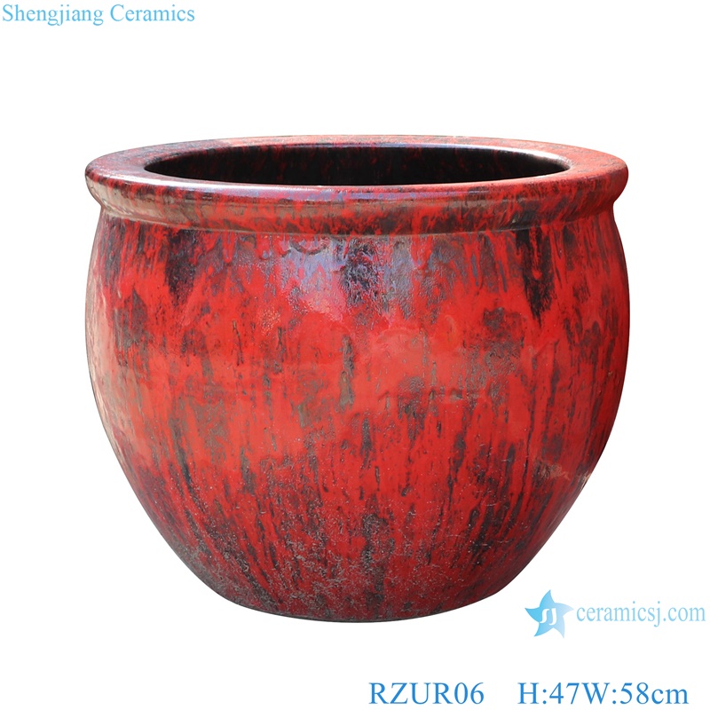 RZUR06-07 beautiful kiln transmutation rust and red color small size ceramic flower pot