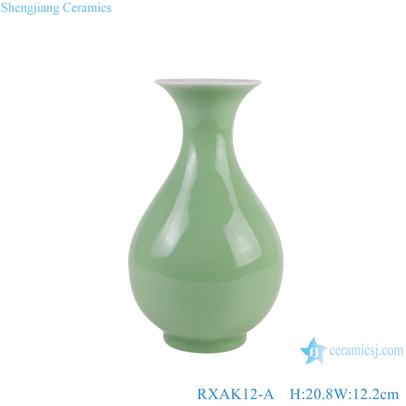 RXAK07-08-09-10-11-12-A pea green color small size porcelain vase
