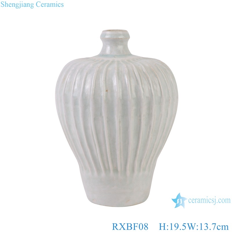 Ancient Celadon ridge pattern Porcelain Decorative Pulm Flower vase 