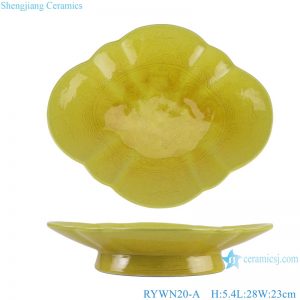 RYWN20-A antique Ji yellow glaze high heel porcelain fruit plate