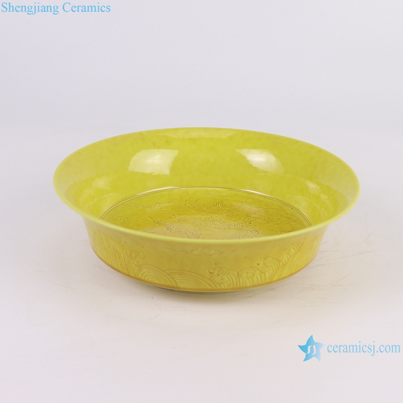 RYWN22-A antique Ji yellow glaze dragon pattern porcelain bowl