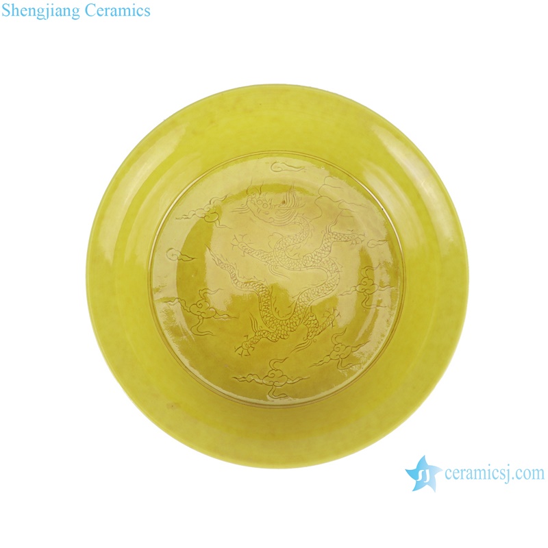 RYWN22-A antique Ji yellow glaze dragon pattern porcelain bowl