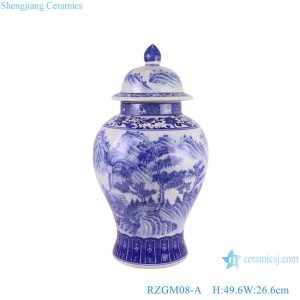 RZGM08-A Jingdezhen Porcelain Landscape Pattern Ceramic Pot Lidded Ginger Jars