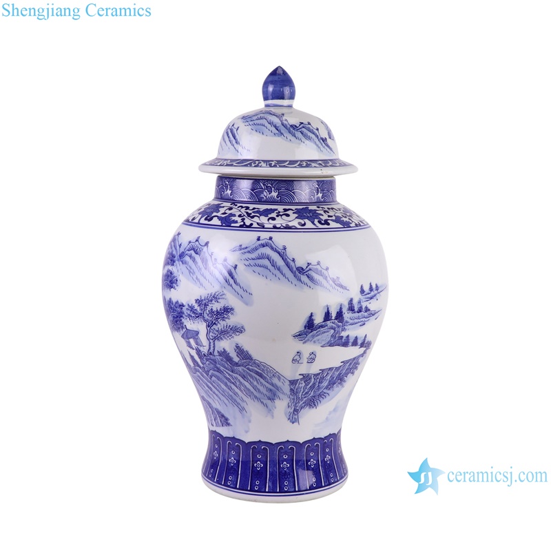 RZGM08-A Jingdezhen Porcelain Landscape Pattern Ceramic Pot Lidded Ginger Jars --landscape pattern
