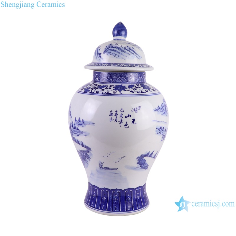 RZGM08-A Jingdezhen Porcelain Landscape Pattern Ceramic Pot Lidded Ginger Jars --chinese word