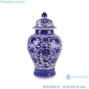 RZGM08-D Jingdezhen Twisted Flower Pattern Ceramic General Pot Porcelain Lidded Ginger Jars