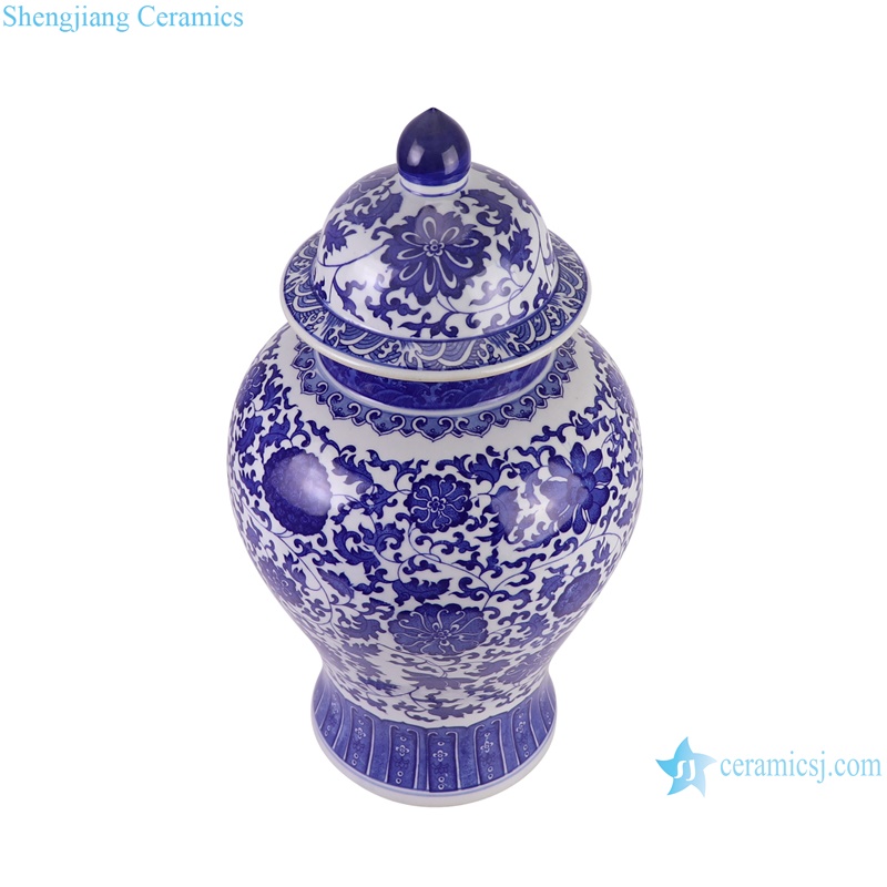 RZGM08-D Jingdezhen Twisted Flower Pattern Ceramic General Pot Porcelain Lidded Ginger Jars--side view