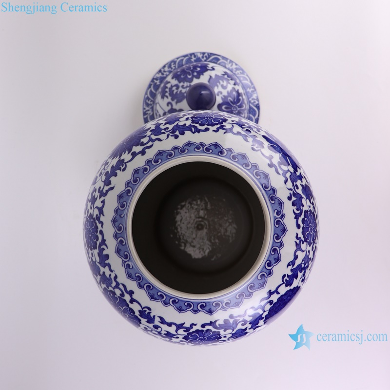 RZGM08-D Jingdezhen Twisted Flower Pattern Ceramic General Pot Porcelain Lidded Ginger Jars--no lid