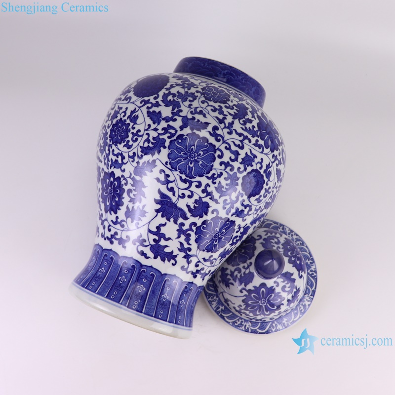RZGM08-D Jingdezhen Twisted Flower Pattern Ceramic General Pot Porcelain Lidded Ginger Jars