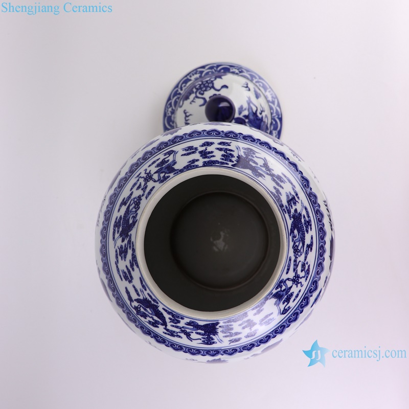 RZGM08-E Jingdezhen Animal Lion pattern Ceramic Storage Pot Porcelain Lidded Ginger Jars --out lid