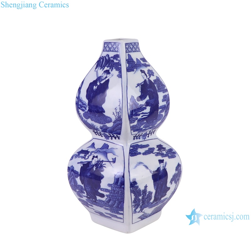 RZGM15-A Eight Immortals Flat belly Ceramic Flower Gourd Vase- side view