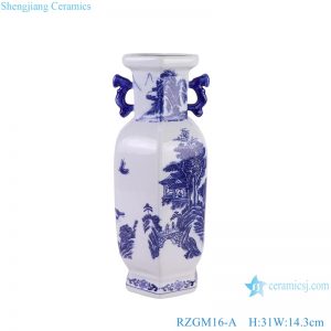 RZGM16-A Jingdezhen Porcelain landscape Character Pattern Sixes sides Ceramic Decorative Vase