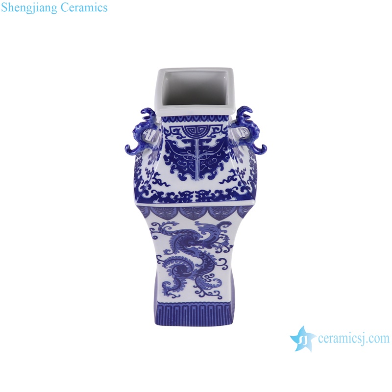 RZGM17-A Ceramic Phoenix tail pattern Square shape Decorative Vase home decor - vertical view