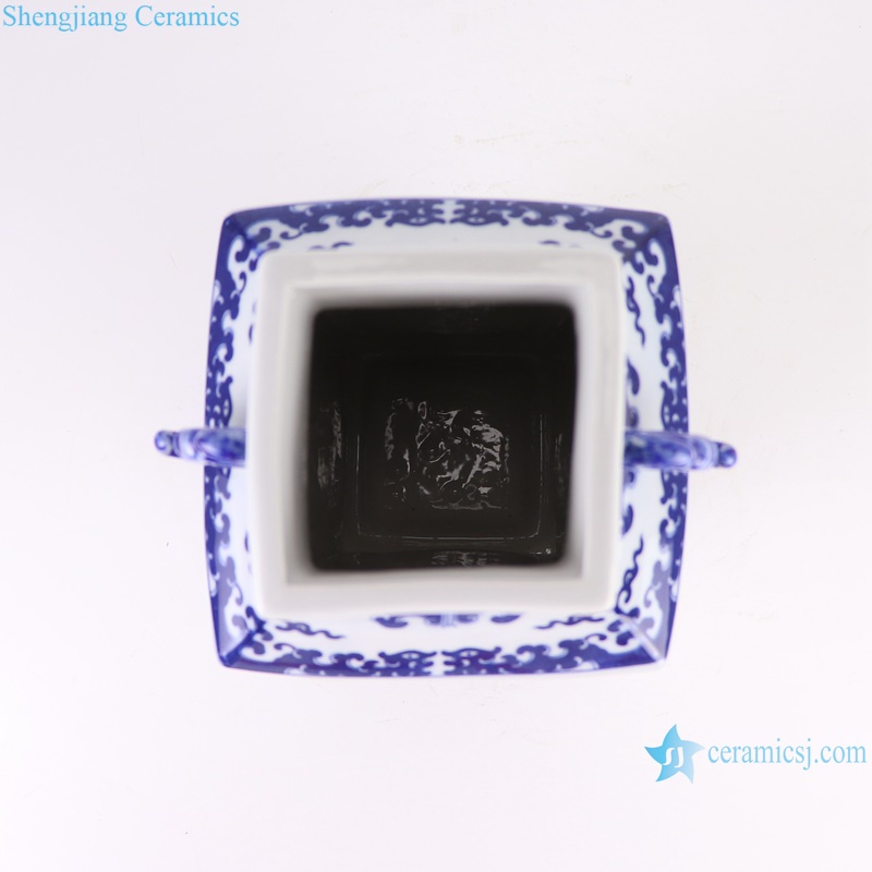RZGM17-A Square shape Ceramic Phoenix tail pattern Home Decorative Vase - inside