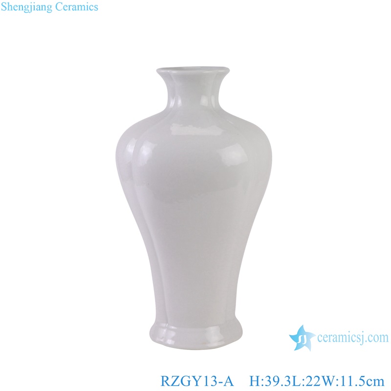 Jingdezhen White Color Glazed Hexahedral Shape Porcelain Decorative vase