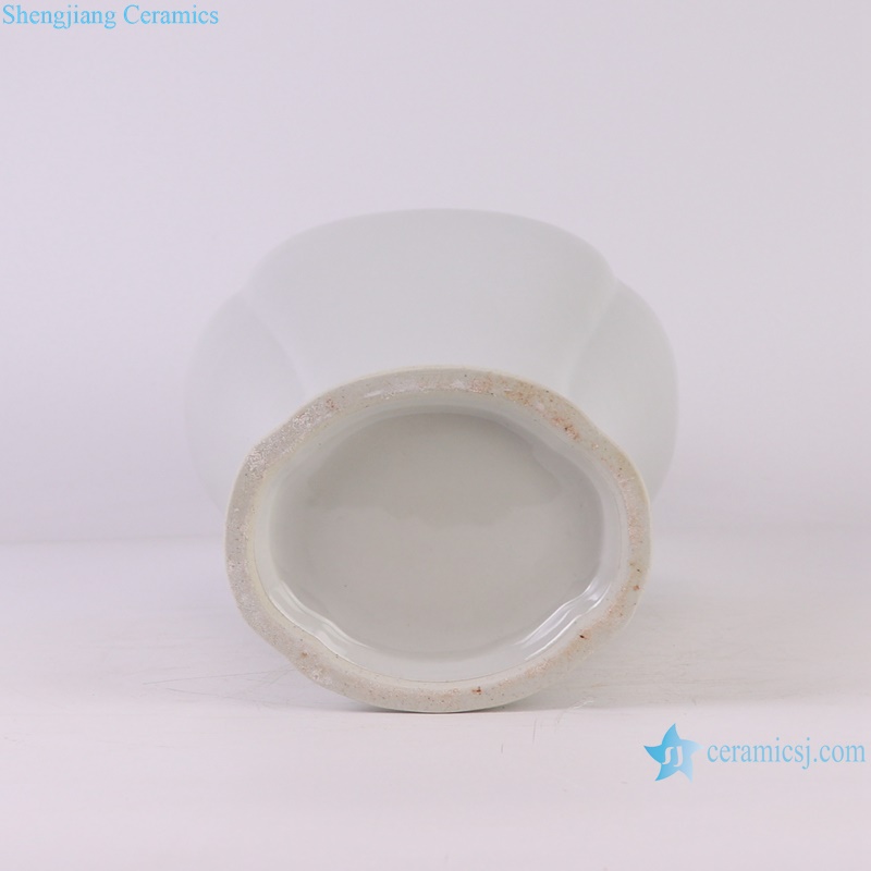 RZGY13-A Jingdezhen White Color Glazed Hexahedral Shape Porcelain Decorative vase