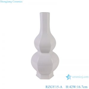 RZGY15-A White Color Hexagonal Gourd Shape Ceramic Decorative Flower Vase
